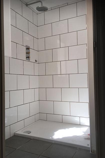 Contemporary shower installation ongoing